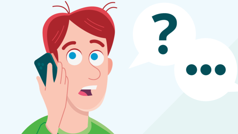 Tegning av mann i telefon